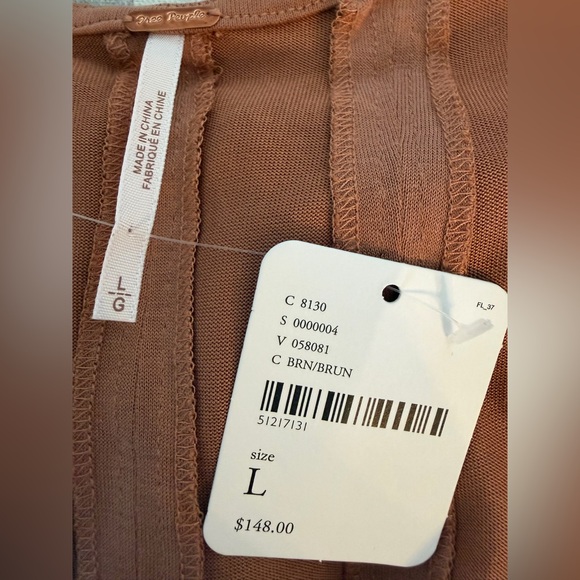 Free People 2-Piece Sasha Lounge Set Flowy Tunic Top & Flare Pants Brown L - Picture 10 of 11